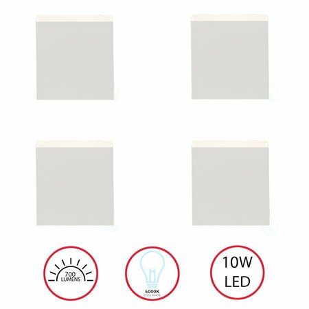 QUICKWAY IMPORTS Modern Decorative Waterproof Aluminum Wall Lamp 10 Watt Cool White 4000K, White Set of 4 QI004492.WT.4